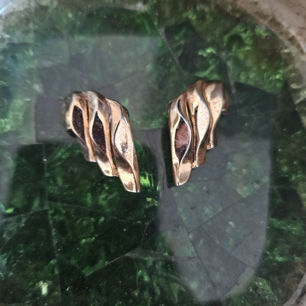 Trifari Goldtone Wave Earrings